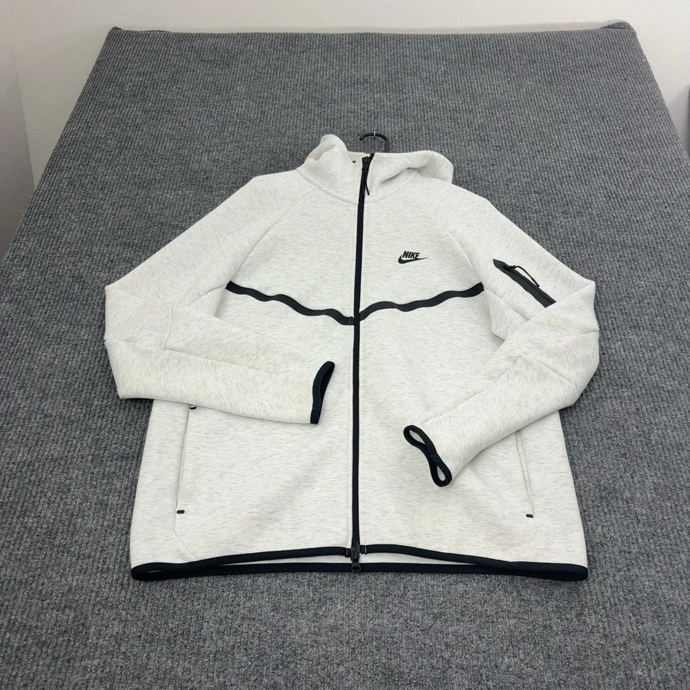 Nike Full Zip Hoodie Mens L Grey Cotton Polyester Tech Fleece Sportswear Street
